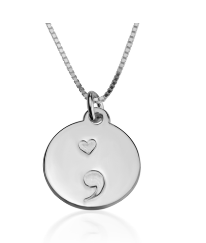 SEMICOLON PENDANT WITH HEART NECKLACE 
