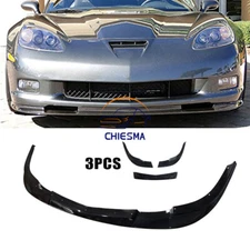 Front Bumper Lip Splitter For 2005-13 Corvette C6 Widebody ZR1 Style Gloss Black