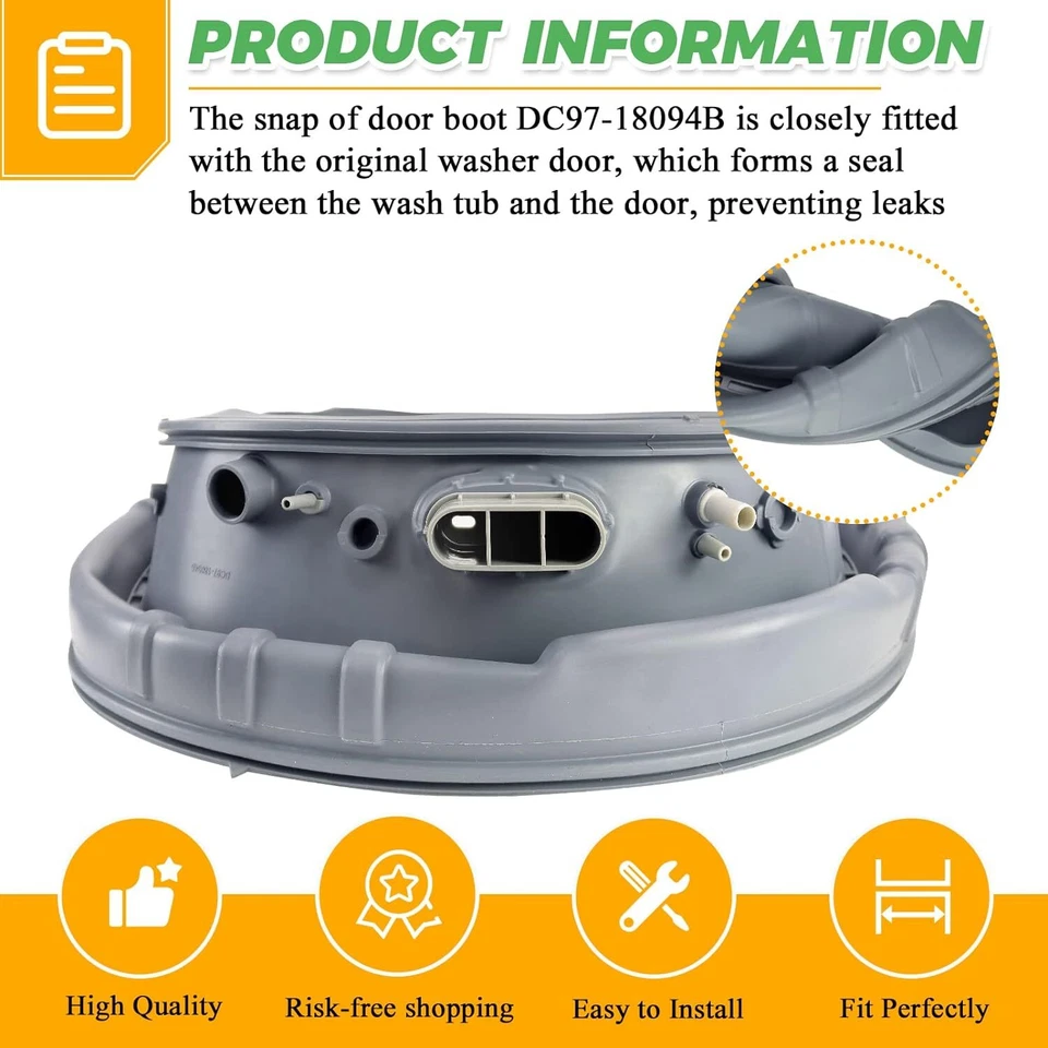 Front Load Door Boot Seal WF42H5000AW/A2 WF42H5200AW/A2 Samsung Washer Diaphragm - Image 3 of 4