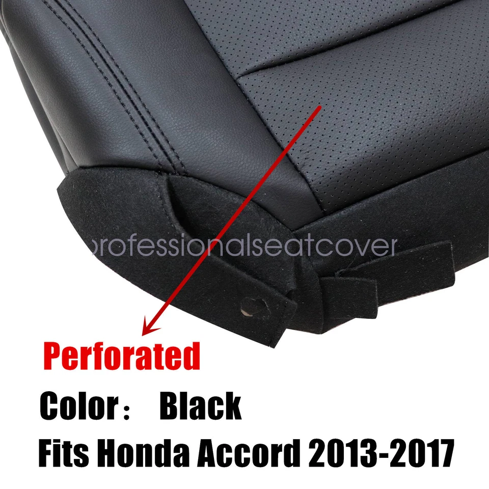 For 2013-2017 Honda ACCORD Both Side Top & Bottom Seat Cover Black Perforated - Image 4 of 4
