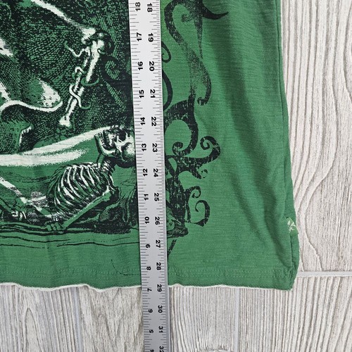 Y2K Modern Culture Gothic Skeleton Affliction Style Henley Tshirt Mens XL Green - Picture 7 of 10