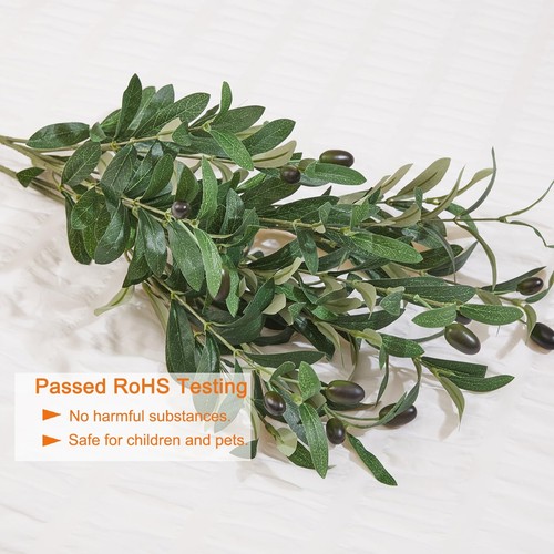 5PCS Faux Olive Branches for Vase Fake Plants, 18 Inch Artificial Green Branch - Picture 2 of 9