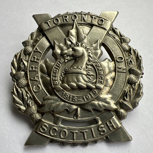 Vintage WWI Cap Hat Badge Canadian Toronto Scottish Regiment Queen Elizabeth