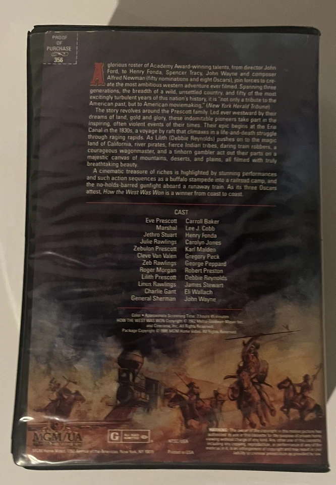 How The West Was Won (VHS, 1962 2-Tape Set) MGM John Wayne Western Clamshell**BU Foto 3 de 3