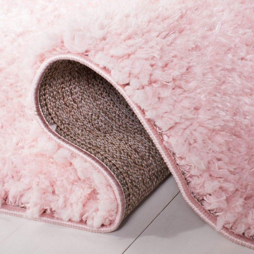 Madrid Shag Collection Area Rug - 3' Square, Blush, Solid Design, Non-Sheddin... - Picture 5 of 6