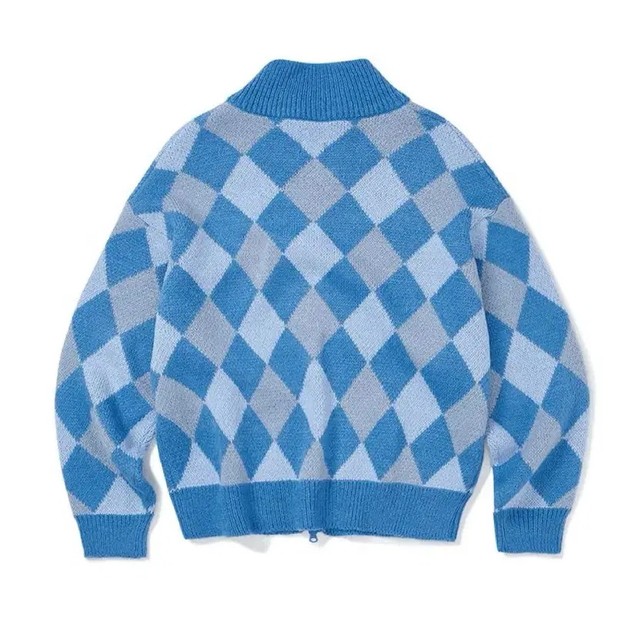 MMLG Blue Plant Knit Zip-up Men’s Sweater