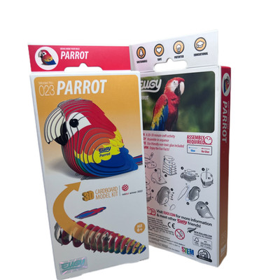 Eugy Parrot 3D Cardboard Model Kit New 023 Age 6+ Wild Animals Educational