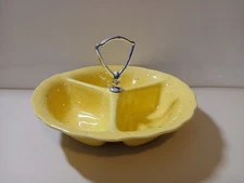 Lane & Co 8” Yellow Divided Candy/Nut Dish Van Nuys Calif. USA Mid Century 1960