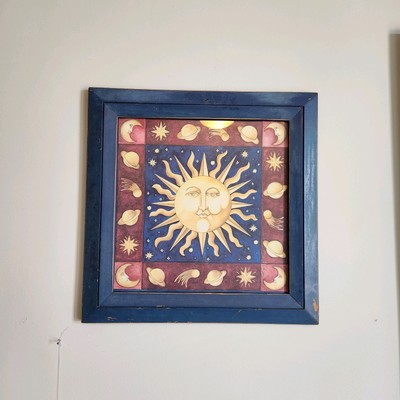 Vintage Mary Beth Zeitz Celestial Sun Moon Stars Planets Framed Art Print