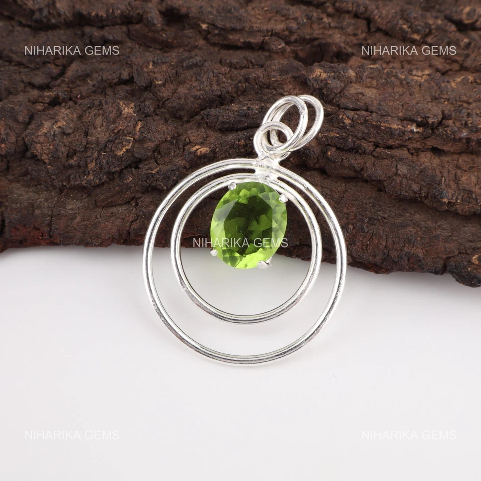 Peridot Edelstein Kunst Deko Boho August Ethno Geburtstag Anhänger Schmuck 925 - Bild 4 von 4
