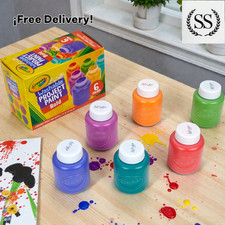 Washable Kids Paint Set 6 Bold Colors Nontoxic Tempera Art Supplies School Craft