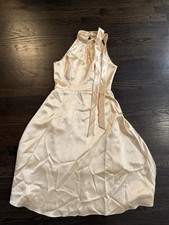 SHEIN Satin High-Neck Midi Dress in Champagne size small