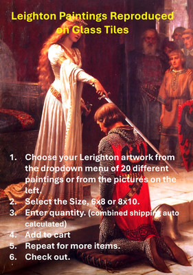 Leighton Paintings on Glass Tile - Decorative Art- Museum Inspired Table Top Art