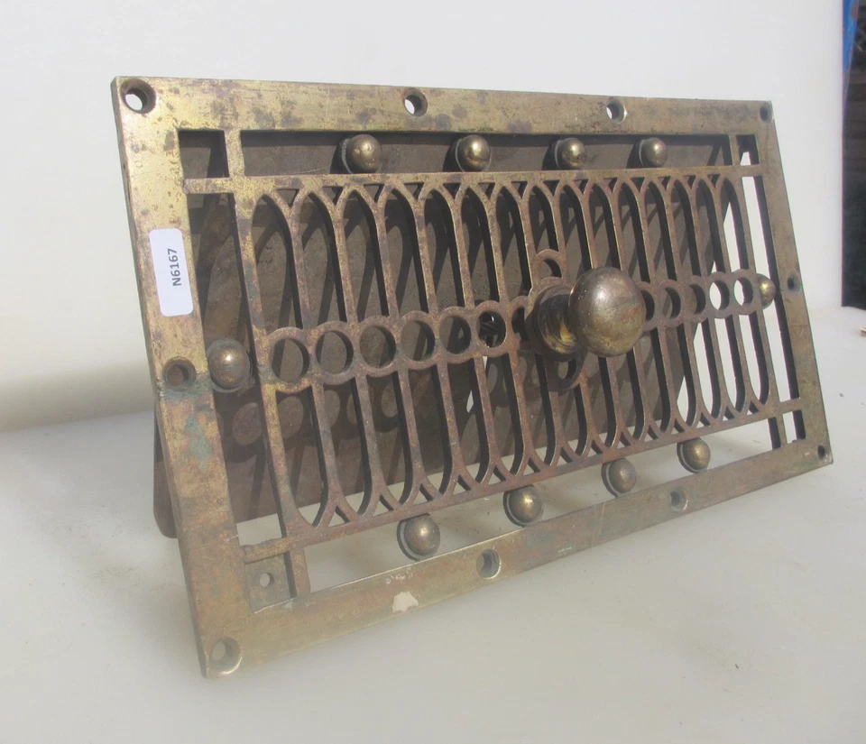 Victorian Brass Air Vent Grate Grille Cover Antique Georgian Open-Close 12"x7" - Image 4 of 4