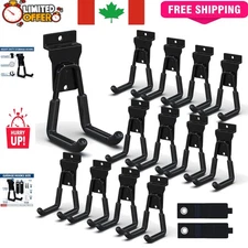 Space-Saving Heavy-Duty Slat Wall Accessories - 12 U-Shaped Hooks in Black