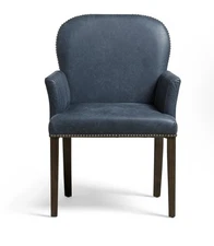 OKA Europeans Hand Made Leather Accent Chairs Set of 2