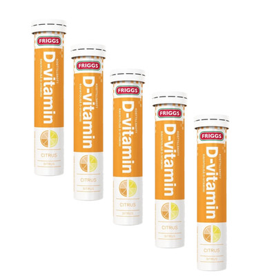5 x Friggs Vitamin D Citrus Effervescent Tablets, 20 Tabs Each   Immune Support
