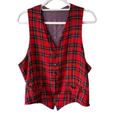 Source Unknown Red Plaid Vest Women’s Size S or M Preppy Cottagecore Classic