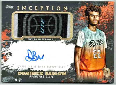 DOMINICK BARLOW 2021-22 Topps Inception Overtime Elite OTE LOGO RELIC AUTO 1/1!