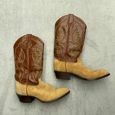 Tony Lama Cowboy Boots Mens 8 D Tan Brown Leather Western Pointed Toe