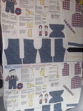 Daisy Kingdom Raggedy Andy's Classic Outfit Fabric 2 Sets 1 Sheet
