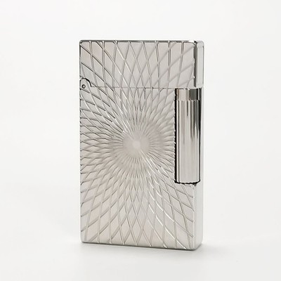 Vintage Sunflower Engraved Metal Lighter Gas Refillable Ping Sound Smoking Gift