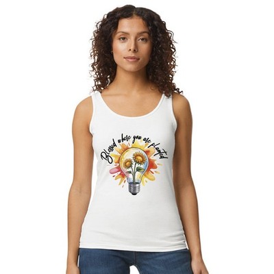 Blessed Where You Are Damen Trägershirt Tanktop Sonnenblume inspirierendes Geschenk für sie