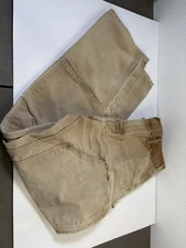 Vtg Distressed Brown Carhartt B01 BRN Dungaree Fit Double Knee Pants Size 32/32