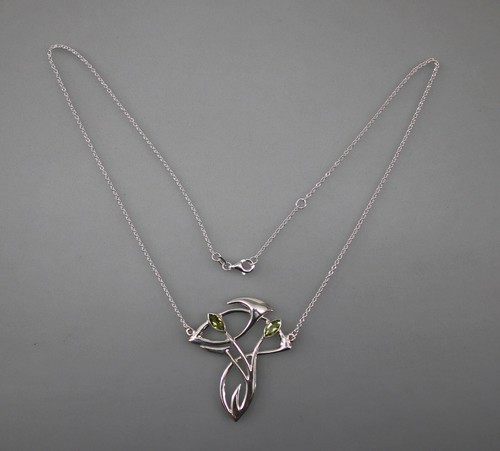 9906026-d 925er Silber Jugendstil-Collier mit Peridot L47cm - Picture 2 of 2