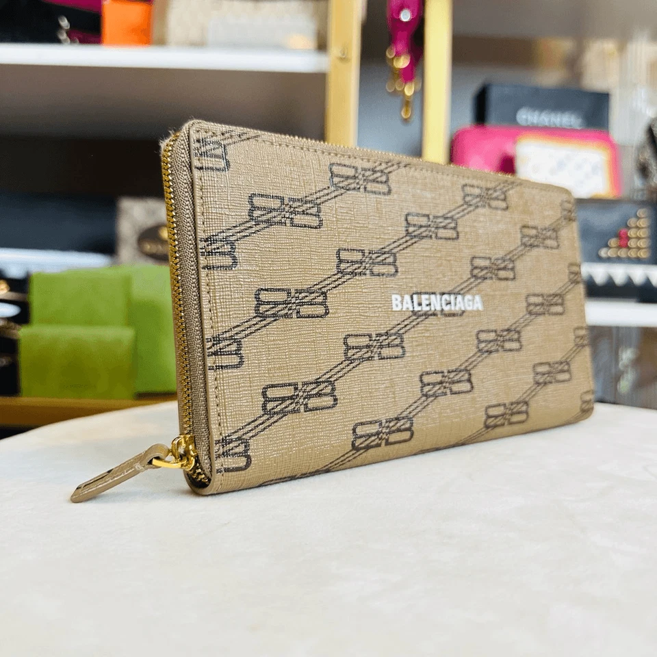 Balenciaga Signature Continental Zip Around Wallet BB Monogram Coated Canvas - Image 3 of 4