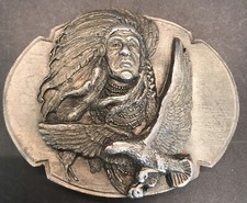 Vintage 1989 Chief Joseph Eagle Metal Belt Buckle Siskiyou Made in USA