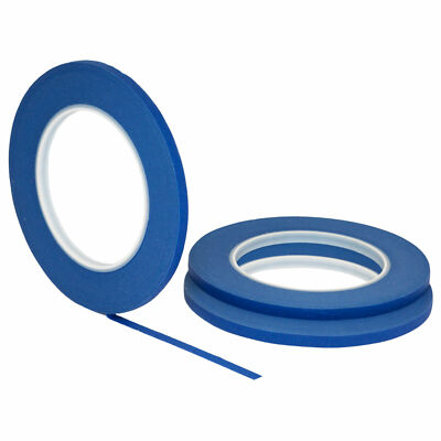 3 pack 1/4'' .25 inch x 60yd (6mm x 55m) Thin STIKK Blue Painters Masking Tape