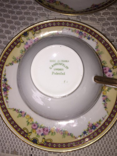 Antique C. Ahrenfeldt Repose Limoges France 7 Cups and Saucers - Picture 6 of 6