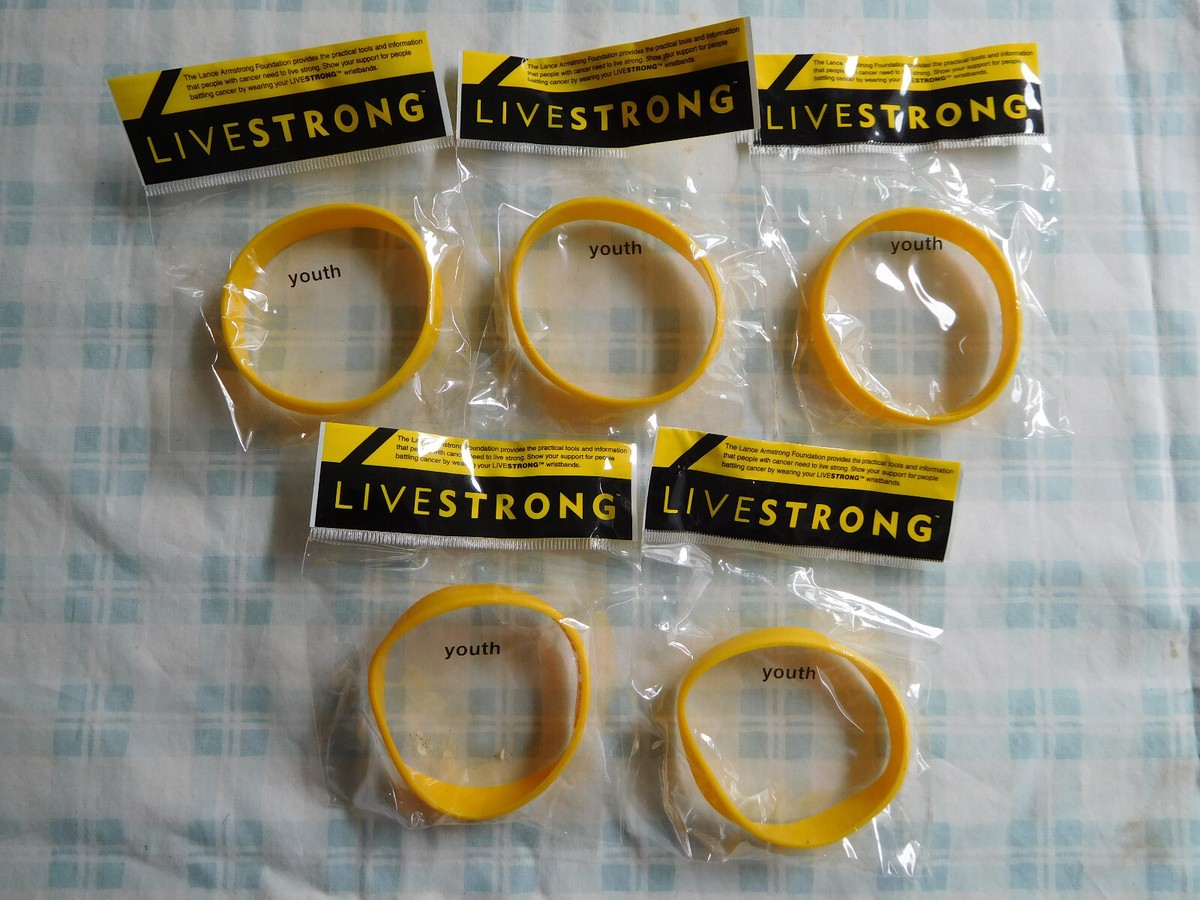 Lot of (5) Nike LIVESTRONG Bracelet Silicone Lance Armstrong Youth XS
