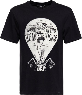 King Kerosin BUNNY IN THE HEADLIGHTS Pin Up Kurzarm T-SHIRT Oberteil Rockabilly