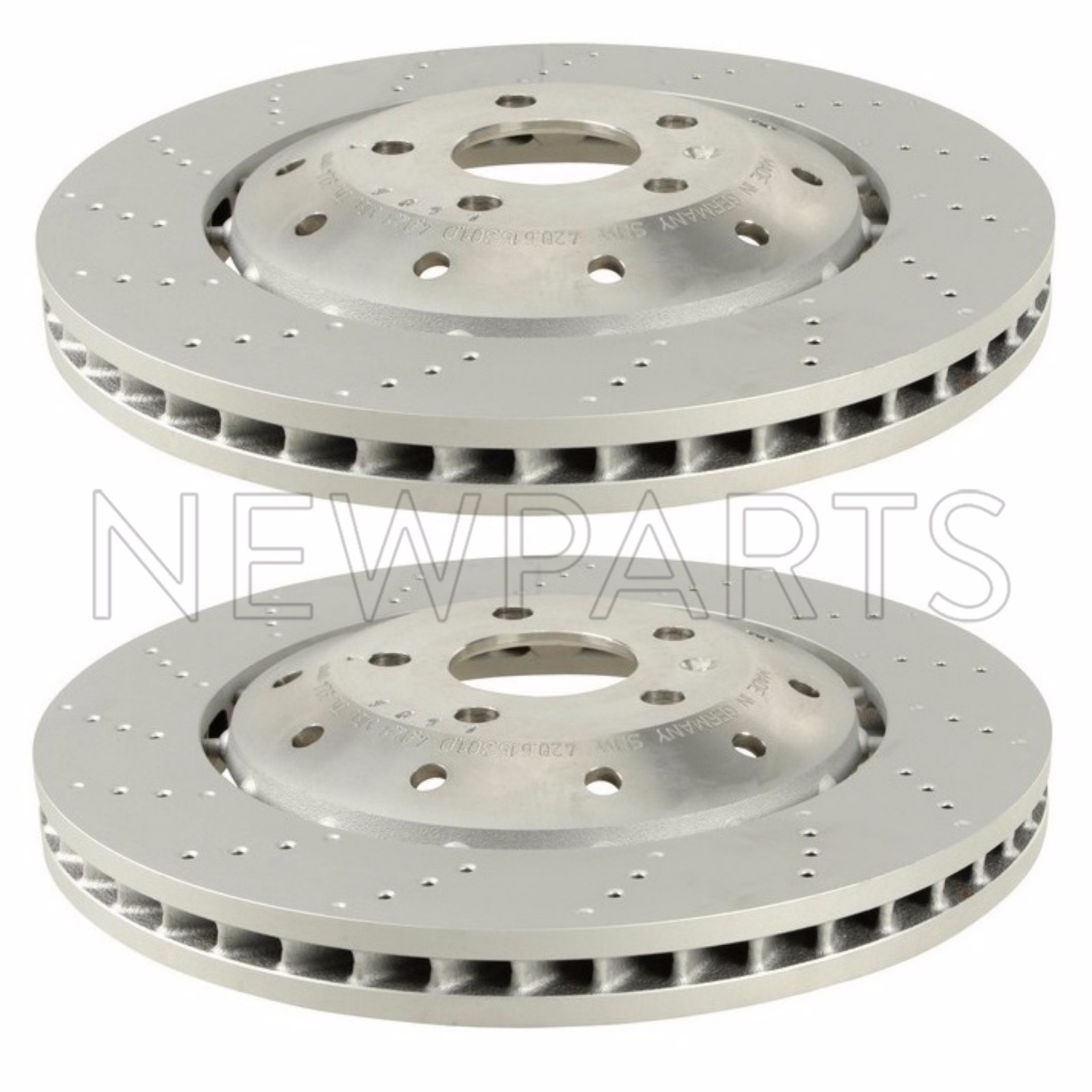 For Audi R8 Pair Set of 2 Front Vented Drilled Dimpled Disc Brake Rotor OEM