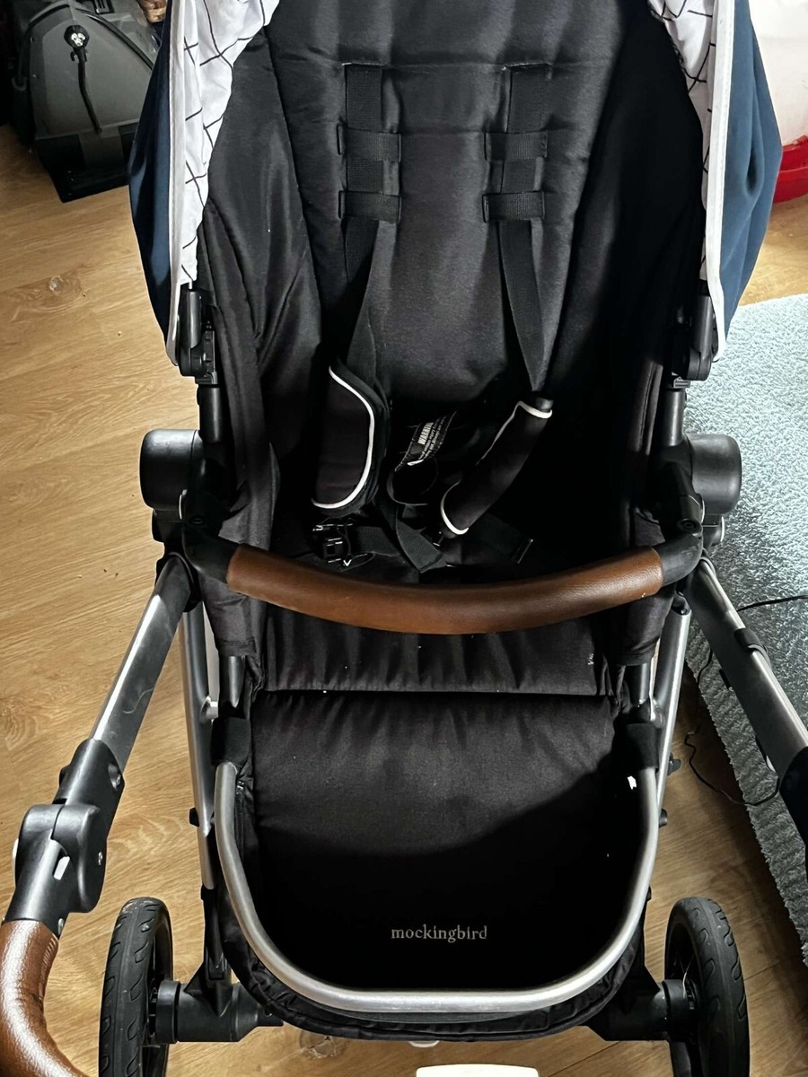 Mockingbird Single-To-Double Stroller Black Windowpane 2023