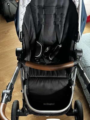 Mockingbird Single-To-Double Stroller Black Windowpane 2023