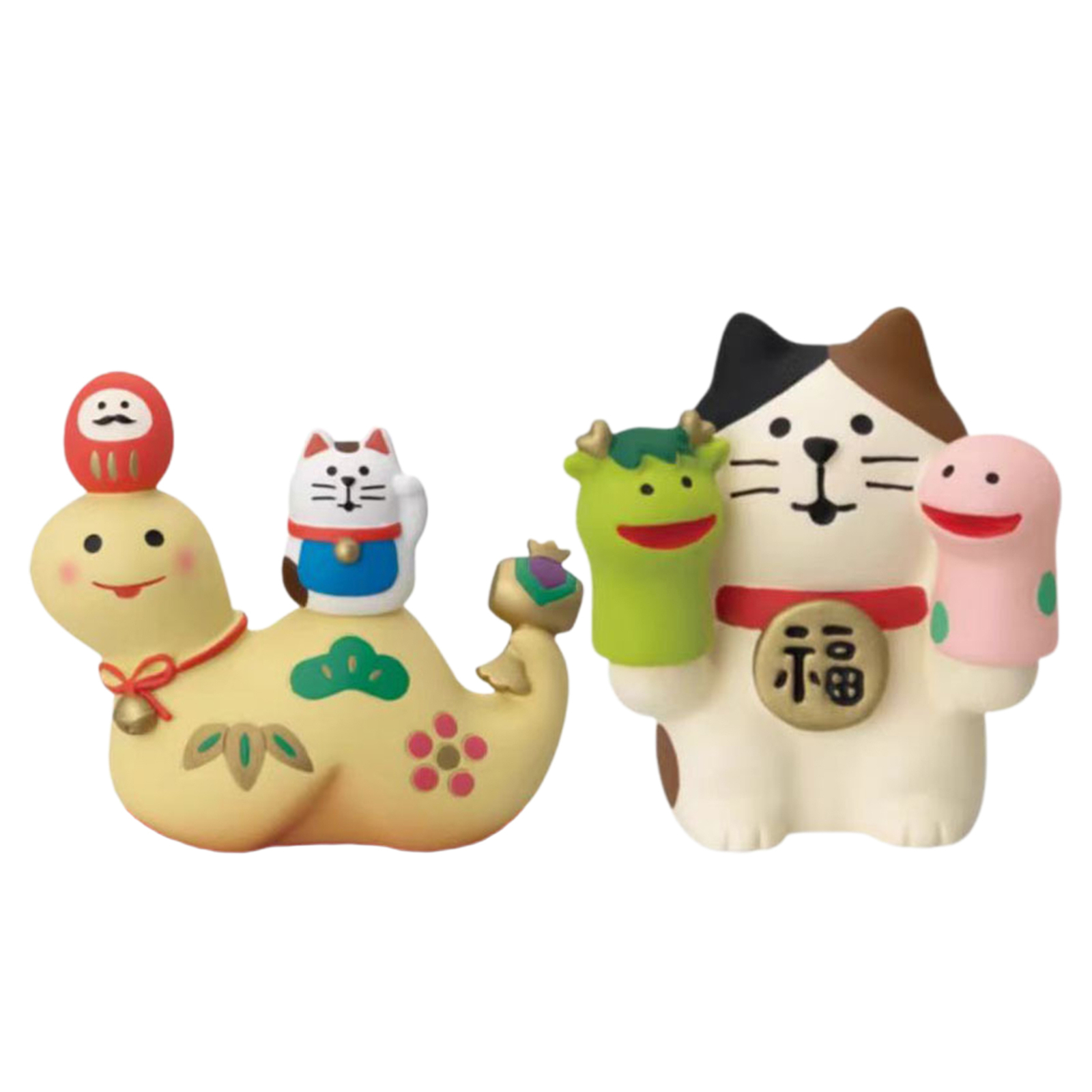 2025 Snake Year Fortune Cat Resin ManekI Neko Feng Shui Ornament Lucky Statue