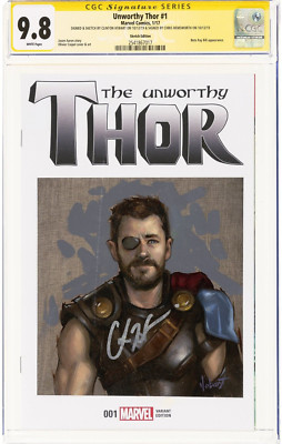 Unworthy Thor #1 Sketch Signed SS Chris Hemsworth Clinton Hobart CGC 9.8 Variant