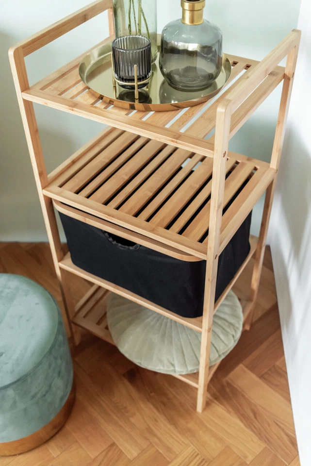 WENKO Bambusregal drei Etagen Ecori Schwarz Aufbewahrung Regal Möbel Freistehend - Bild 2 von 4