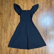 NWT New Womens Banana Republic Black Flutter Stretch Fit & Flare Mini Dress XXSP