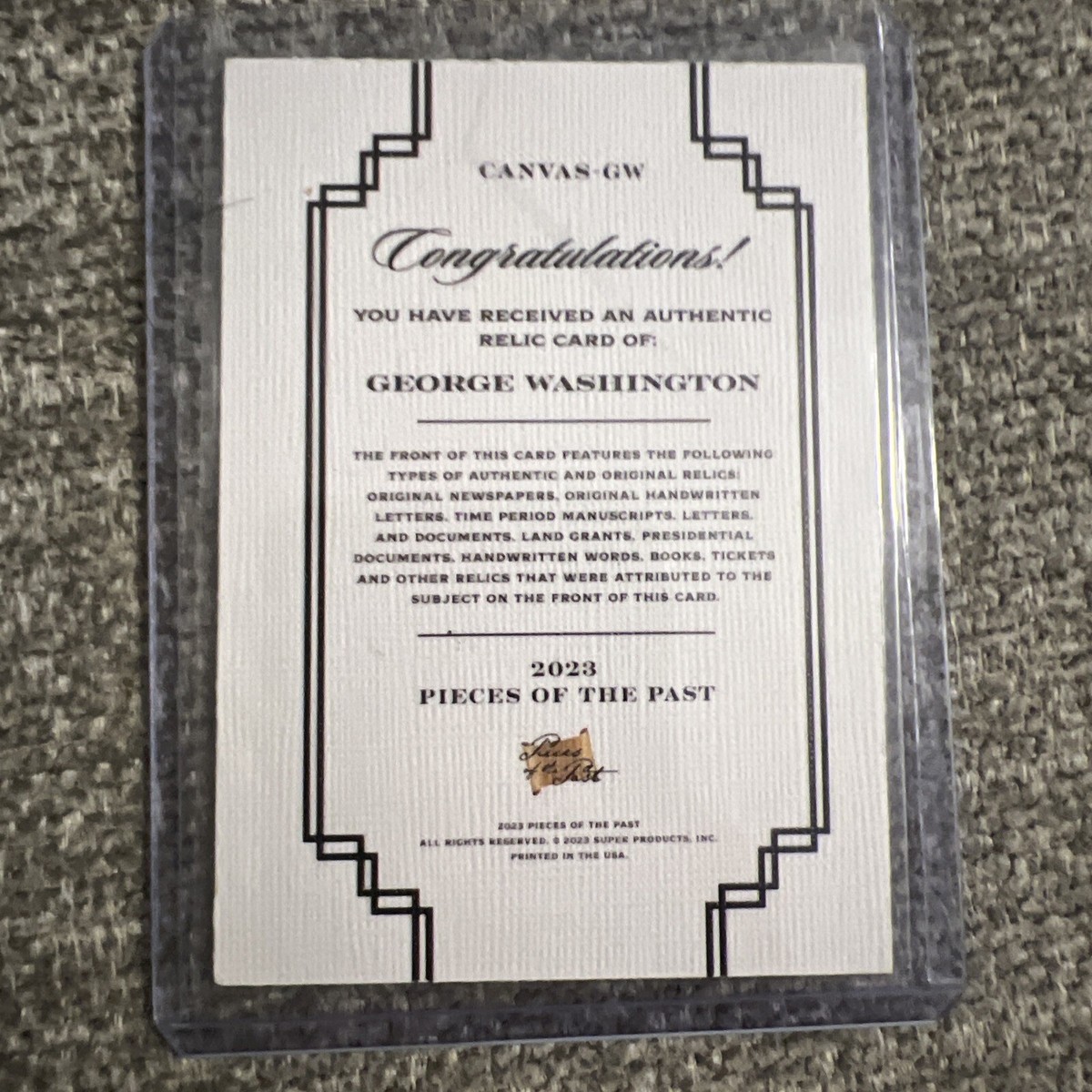 GEORGE WASHINGTON Pieces of the Past Handwriting Relic By GEORGE WASHINGTON Pieces of the Past Handwriting Relic By