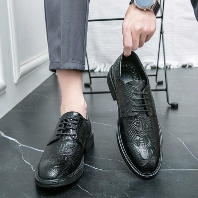 Men\'s Dress Formal Shoe Business Crocodile Pattern Slip on Pointed Toe Sz 45 999 Men main image 2
