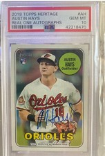 2018 Topps Heritage Austin Hays Real One Auto Rookie RC #AH PSA 10 GEM