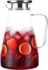 Tapa jarra de agua de vidrio 53 onzas recipiente jarra de té helado para refrigerador
