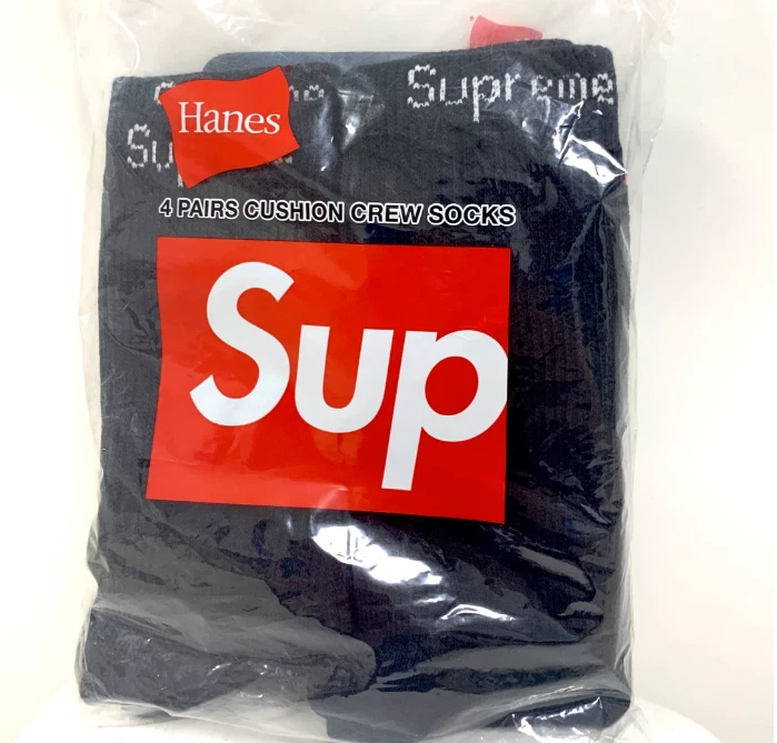 Chaussettes Supreme Hanes Crew noires (pack de 4) 100 % authentiques