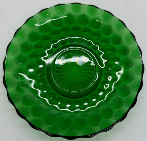 Emerald Green Vintage salad plate anchor hocking hobnail 5.5 Inch retro kitchen