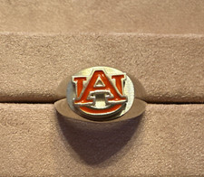 New Auburn University Sterling Silver Orange Enamel Signet Ring