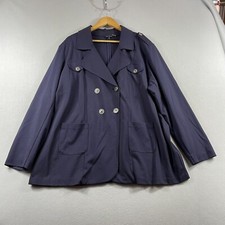 Nic + Zoe Ponte Blazer Womens 3x Navy Blue Double Breasted Military Stretch